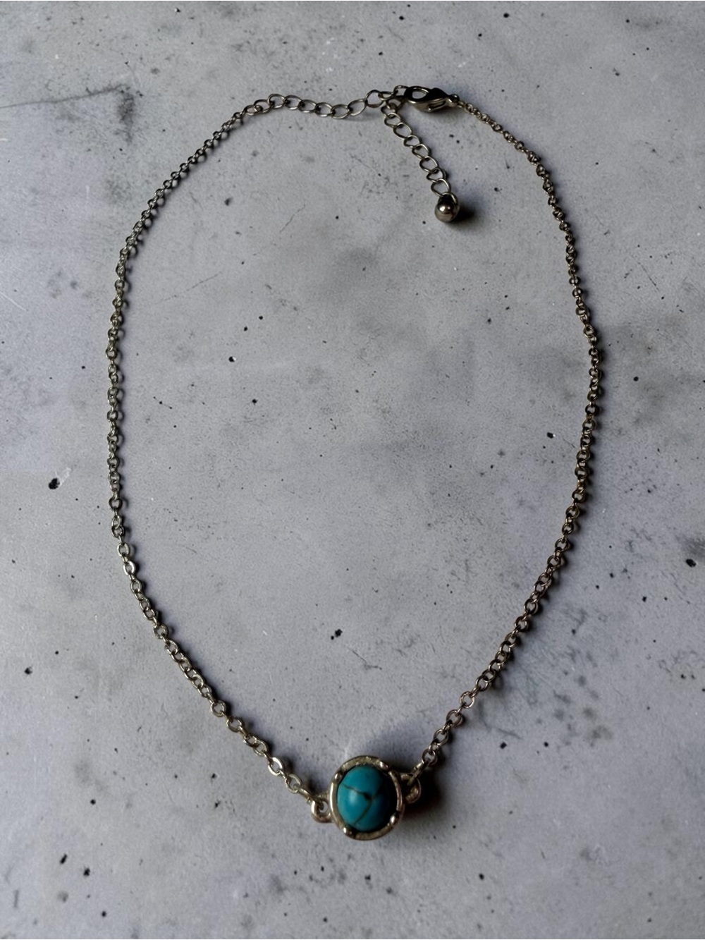 Turquoise Stone Pendant Necklace - Silver-Tone Chain